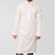 White Stylish Kurta Titanium Cotton